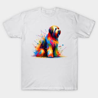 Colorful Abstract Briard in Vibrant Splash Art Style T-Shirt